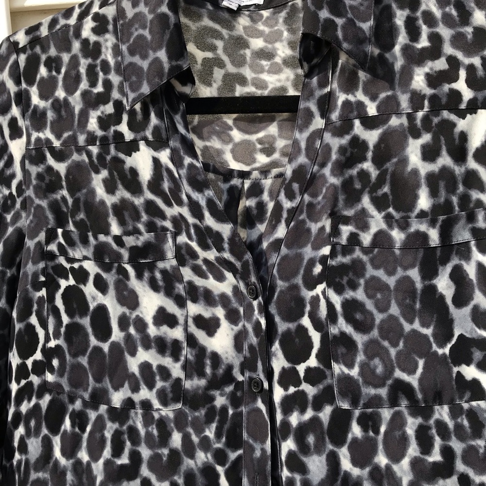 Express Leopard Print Button Down Blouse - image 2